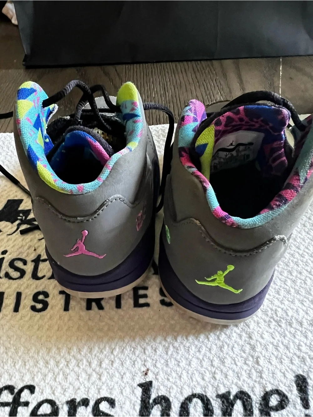 Jordan Kids Gray High-Top Sneakers with Multicolor Lining